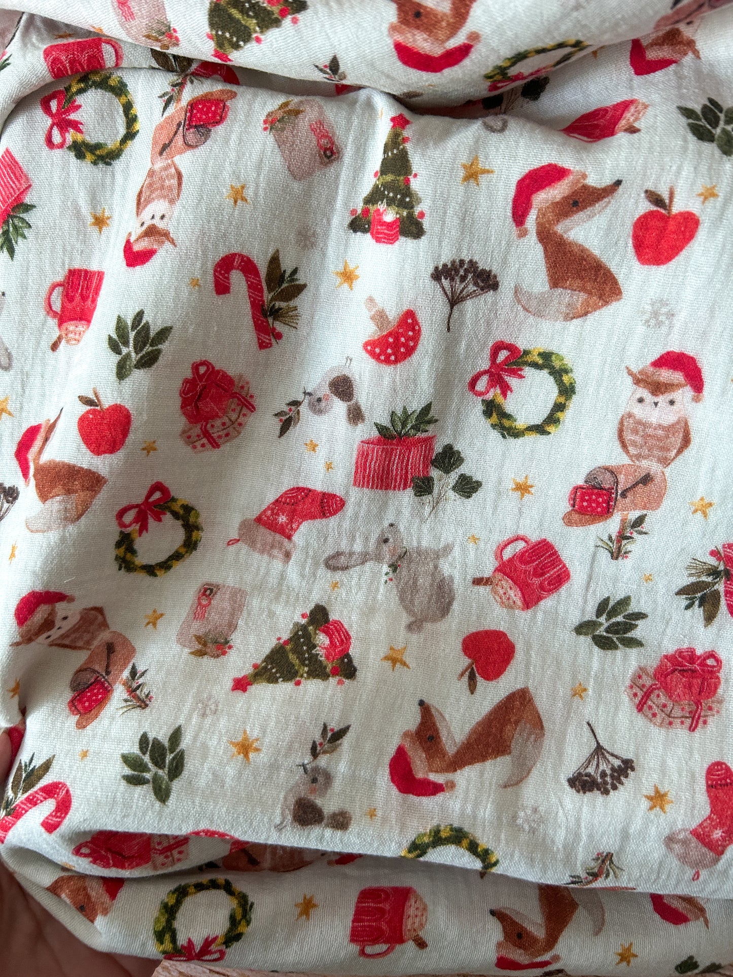 Tissu Double Gaze de coton Sous le sapin