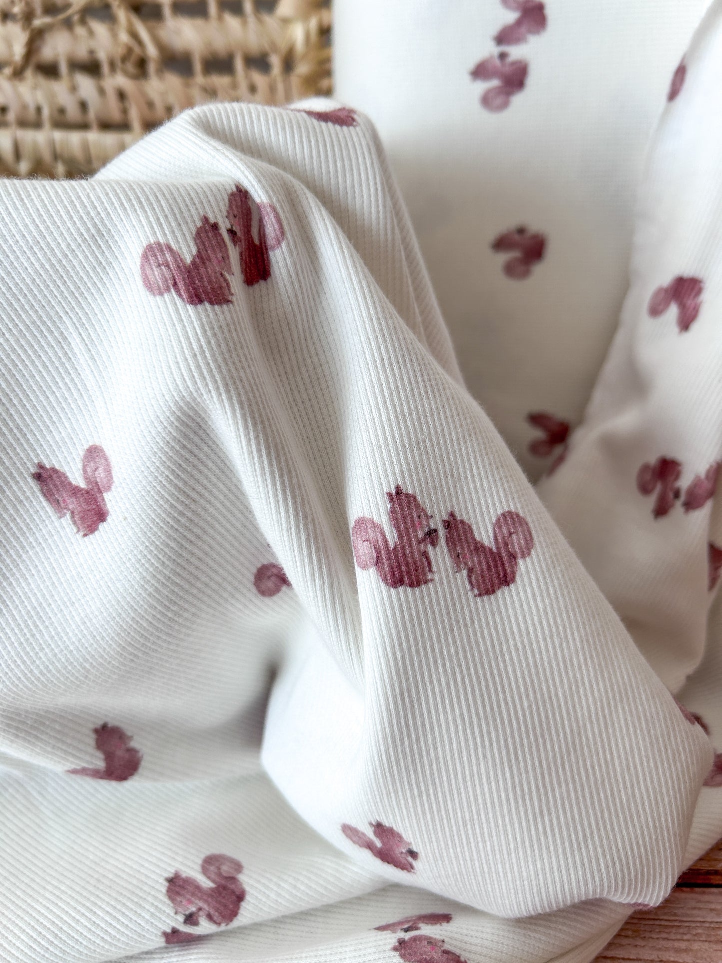 Jersey côtelé motif écureuil