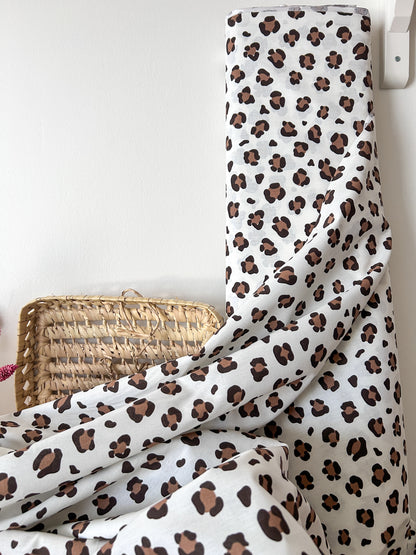 Tissu Popeline Léopard