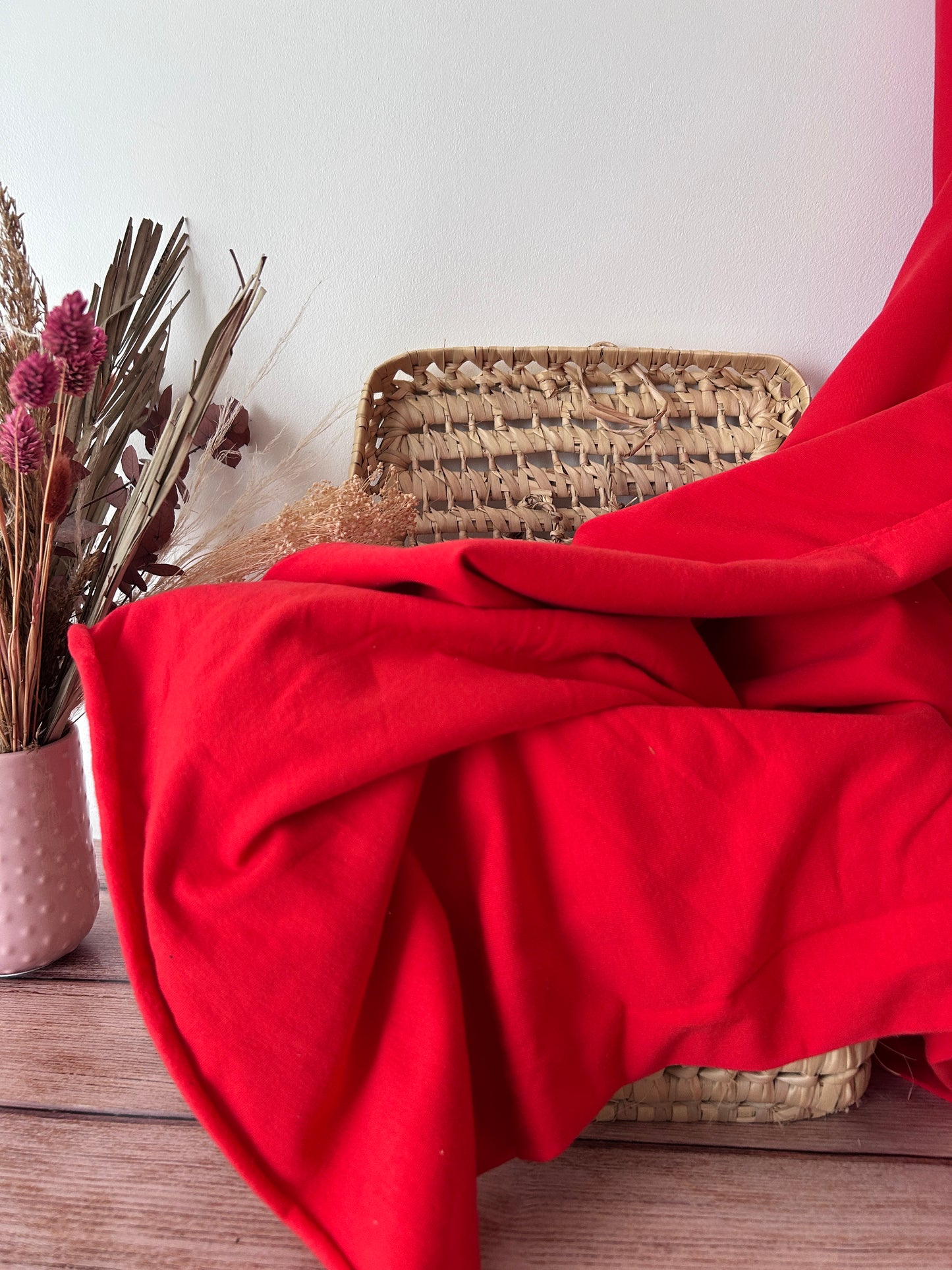 Tissu sweat french terry rouge