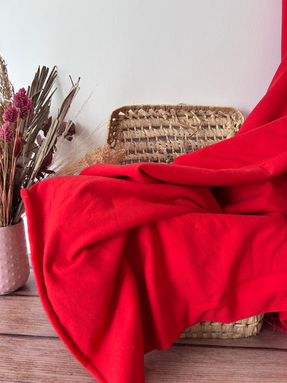 Tissu sweat french terry rouge