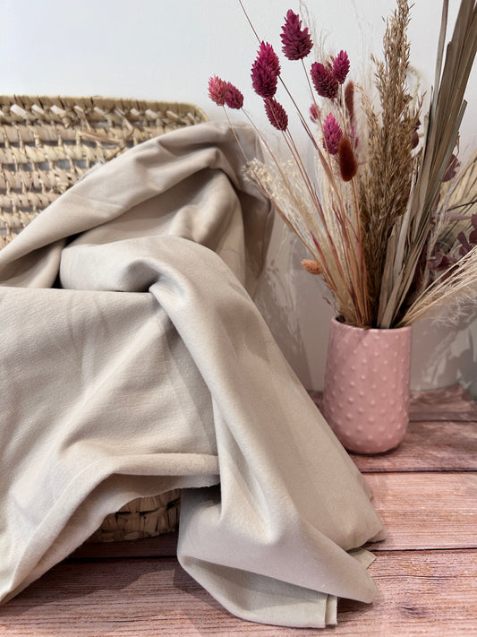 Tissu sweat french terry coloris sable/ écru