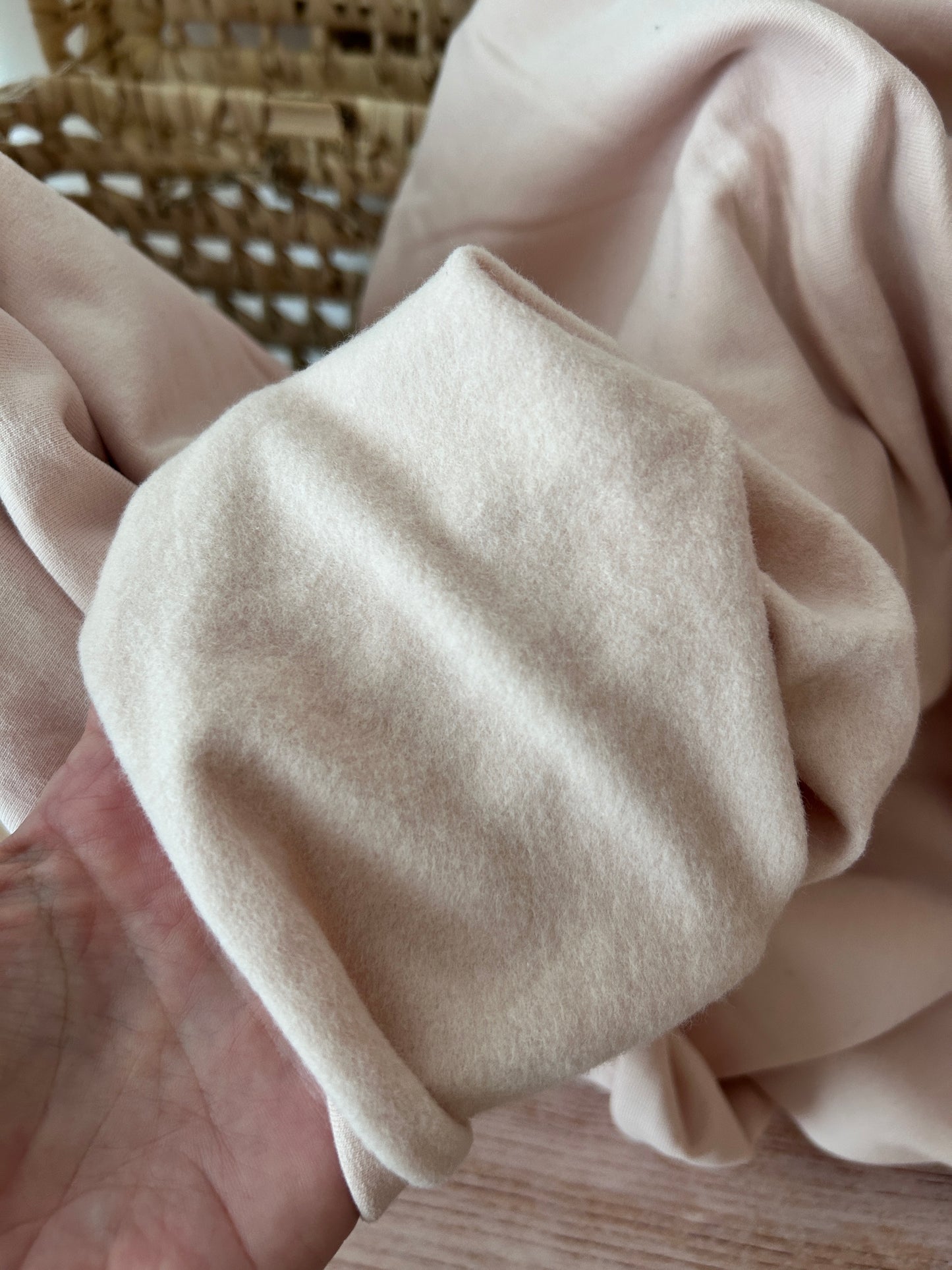 Tissu sweat french terry- coloris nude