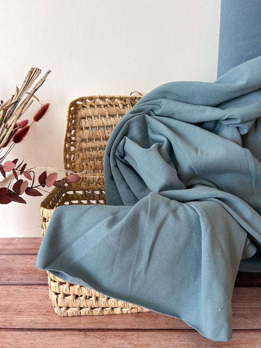 Tissu sweat french terry- coloris bleu jean