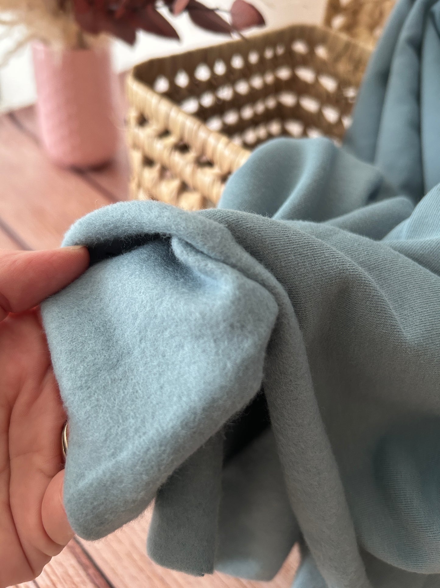 Tissu sweat french terry- coloris bleu jean