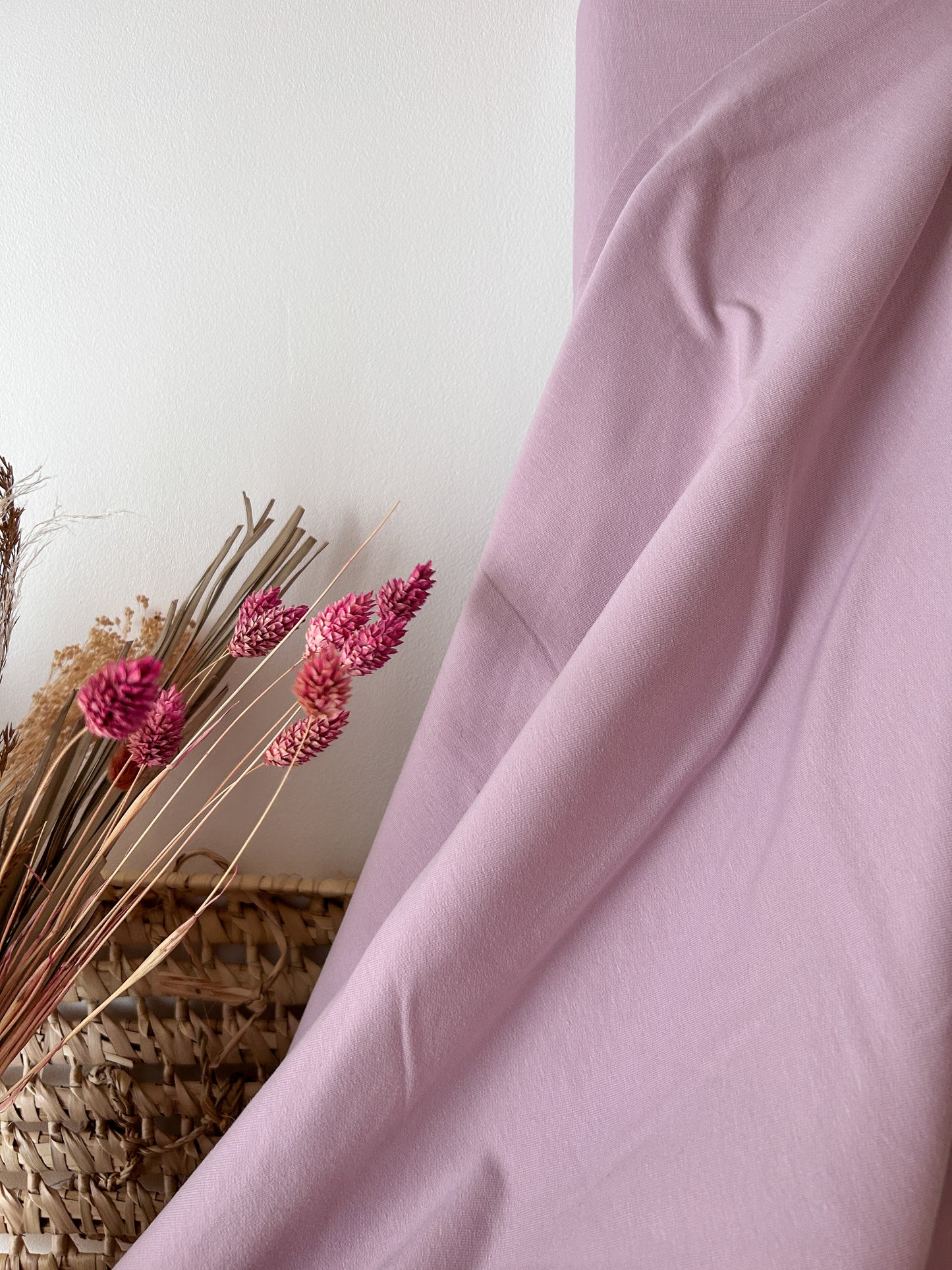 Tissu sweat french terry non brossé - coloris lilas poudré