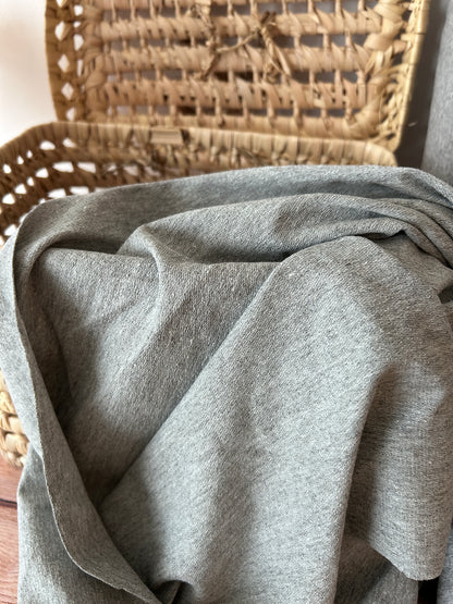 Tissu sweat french terry non brossé - coloris gris chiné