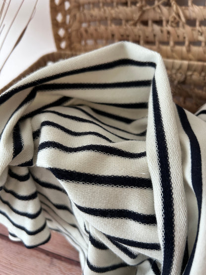 Tissu sweat french terry non brossé - marinière