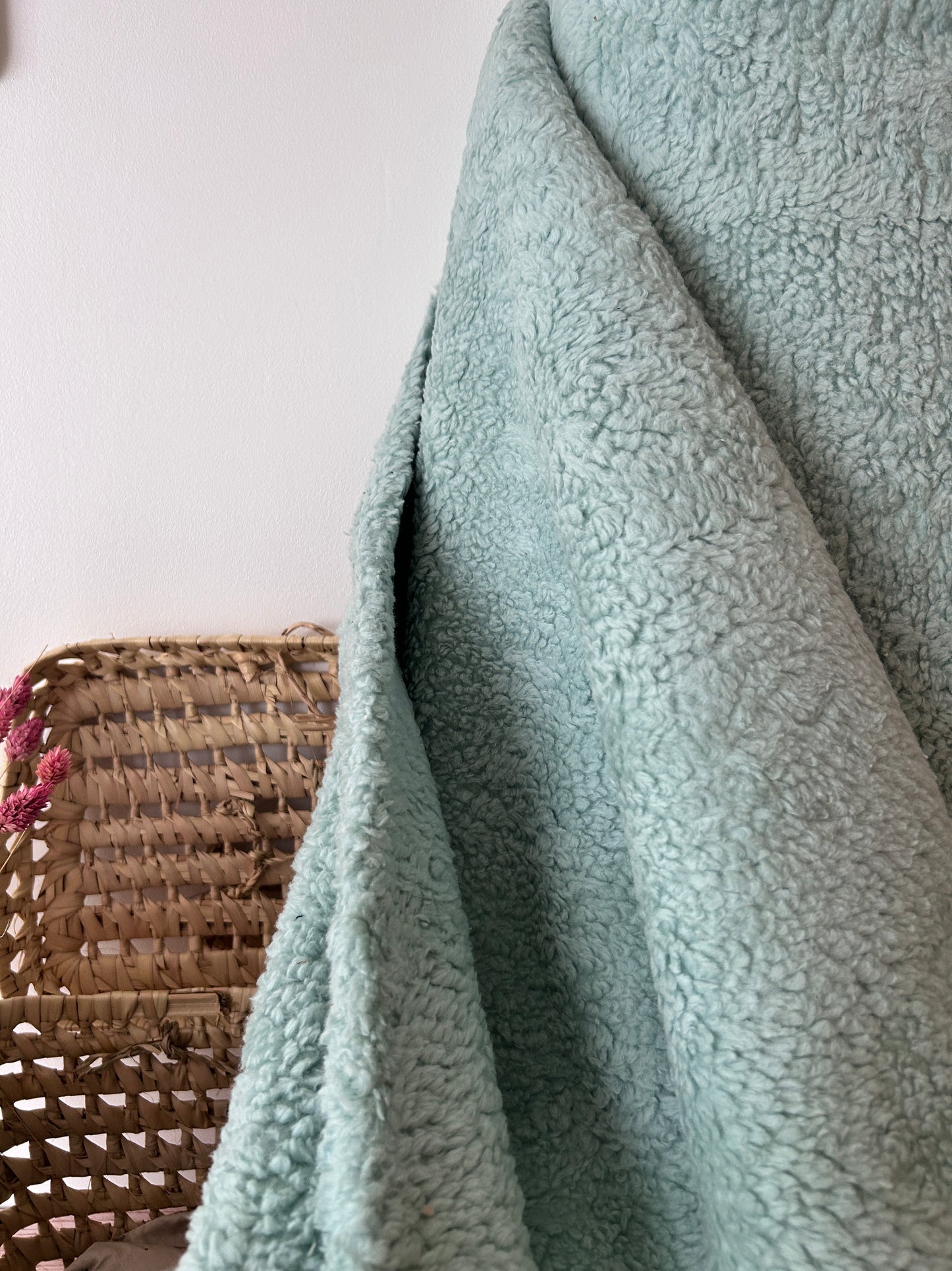 Tissu sherpa coloris vert sauge