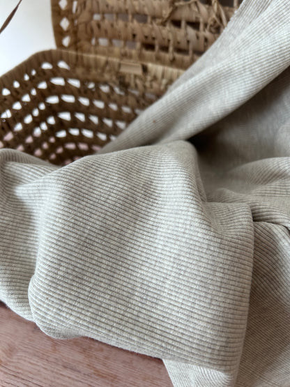 Tissu jersey côtelé coloris sable