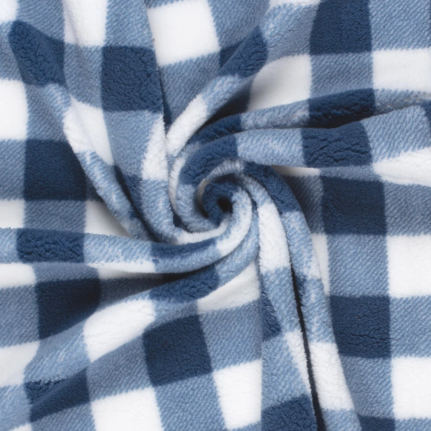 Tissu Sherpa à Carreaux Bleus