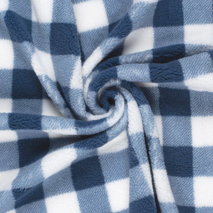 Tissu Sherpa à Carreaux Bleus