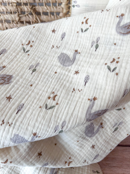 Tissu Double Gaze de coton Rêve de cygne