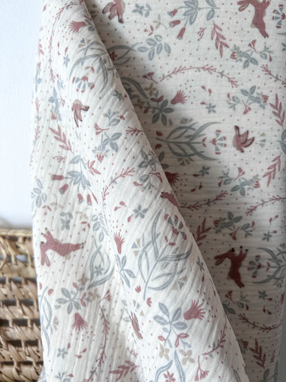 Tissu Double Gaze de coton Rêve champêtre