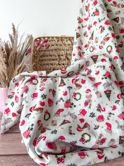 Tissu Double Gaze de coton Sous le sapin