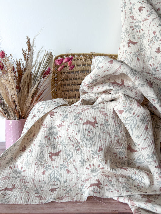 Tissu Double Gaze de coton Rêve champêtre