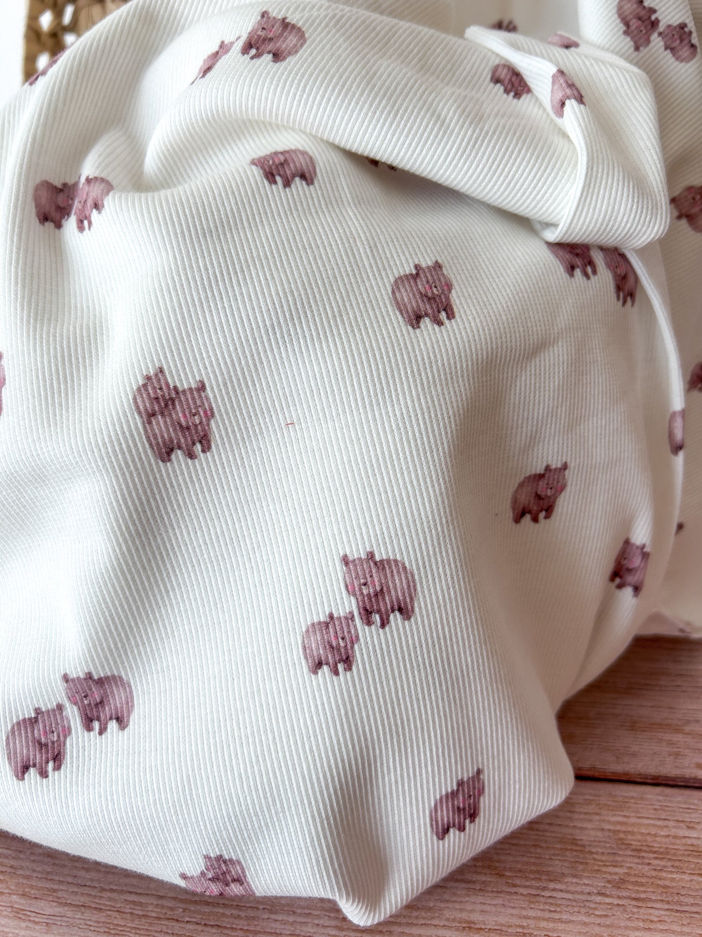 Jersey côtelé motif ourson