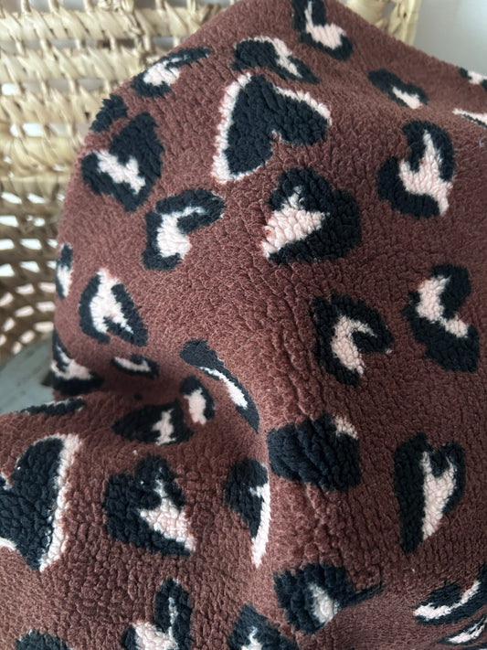 Tissu fausse fourrure léopard marron